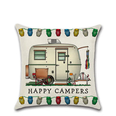 Cartoon Camper RV Dining Car Series Linen Pillow Case