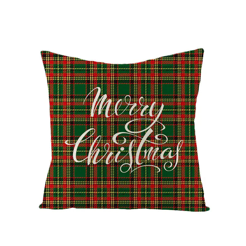 Green Series Linen Christmas Pillow Cover