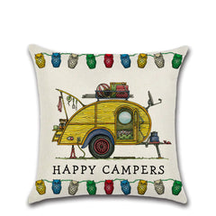 Cartoon Camper RV Dining Car Series Linen Pillow Case