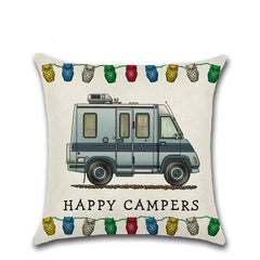 Cartoon Camper RV Dining Car Series Linen Pillow Case