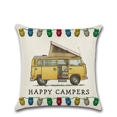 Cartoon Camper RV Dining Car Series Linen Pillow Case