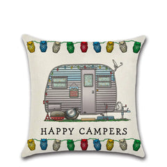 Cartoon Camper RV Dining Car Series Linen Pillow Case