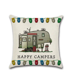 Cartoon Camper RV Dining Car Series Linen Pillow Case