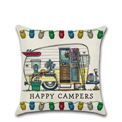 Cartoon Camper RV Dining Car Series Linen Pillow Case