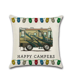 Cartoon Camper RV Dining Car Series Linen Pillow Case