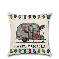 Cartoon Camper RV Dining Car Series Linen Pillow Case