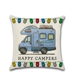 Cartoon Camper RV Dining Car Series Linen Pillow Case