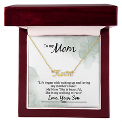 Custom Name Necklace - To My Mom Life Began