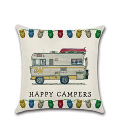 Cartoon Camper RV Dining Car Series Linen Pillow Case