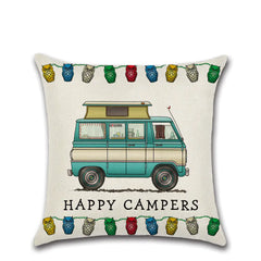 Cartoon Camper RV Dining Car Series Linen Pillow Case