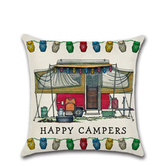 Cartoon Camper RV Dining Car Series Linen Pillow Case