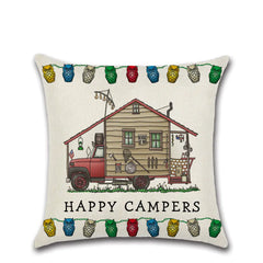 Cartoon Camper RV Dining Car Series Linen Pillow Case