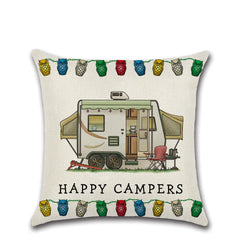 Cartoon Camper RV Dining Car Series Linen Pillow Case