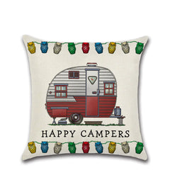 Cartoon Camper RV Dining Car Series Linen Pillow Case