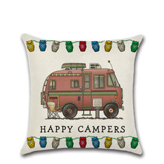 Cartoon Camper RV Dining Car Series Linen Pillow Case