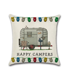 Cartoon Camper RV Dining Car Series Linen Pillow Case